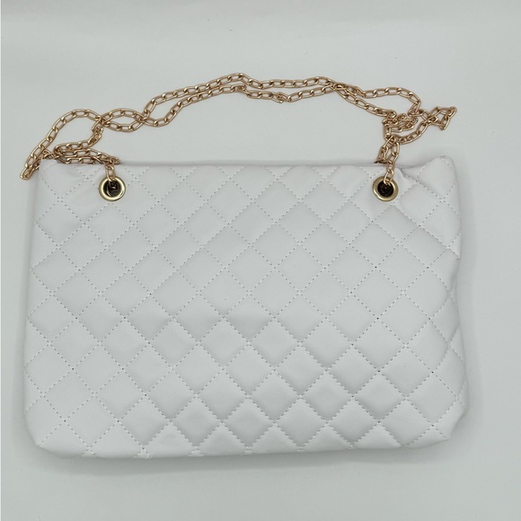 Medium Quilted White Crossbody Purse with Chain Strap - Picture 7 of 7